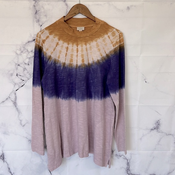 LOGO by Lori Goldstein Tie-Dye Cotton Slub Mock-Neck Top Size XLarge - Picture 4 of 13